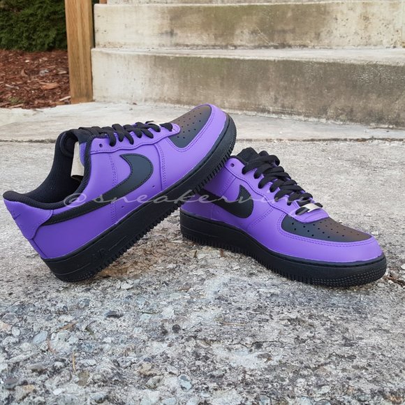 Nike Air Force 1 Low Black n Purple Custom NWT - Picture 5 of 9